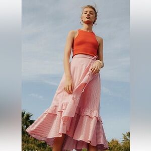 Anthropologie Maeve Penny Ruffle Maxi Skirt Size medium